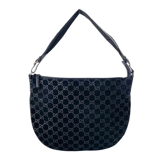 Hobo Black GG Suede Shoulder Bag
