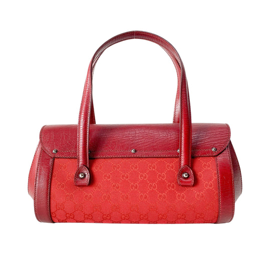 Bamboo GG Canvas & Leather Red Shoulder Bag