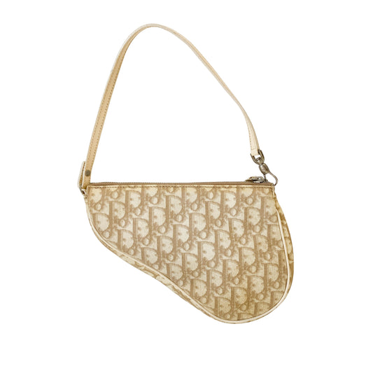 Trotter Nude Coated Canvas Red Flower Embroidery Saddle Bag