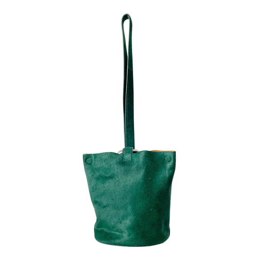 Green Pony Hair Drop Bucket Bag