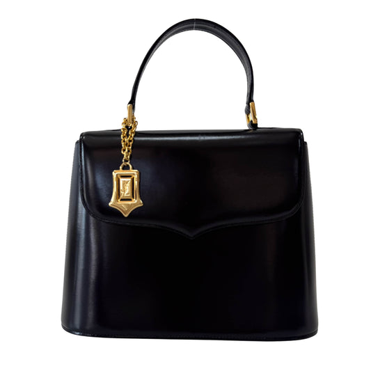 Archive Black Leather Top Handle Bag