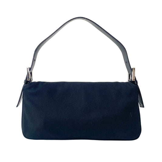 Baguette Black Neoprene Shoulder Bag