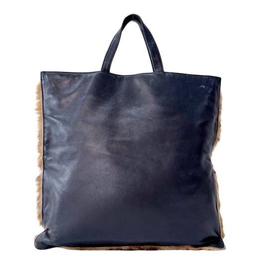 Leopard Printed Pony Hair Tote Handle Bag