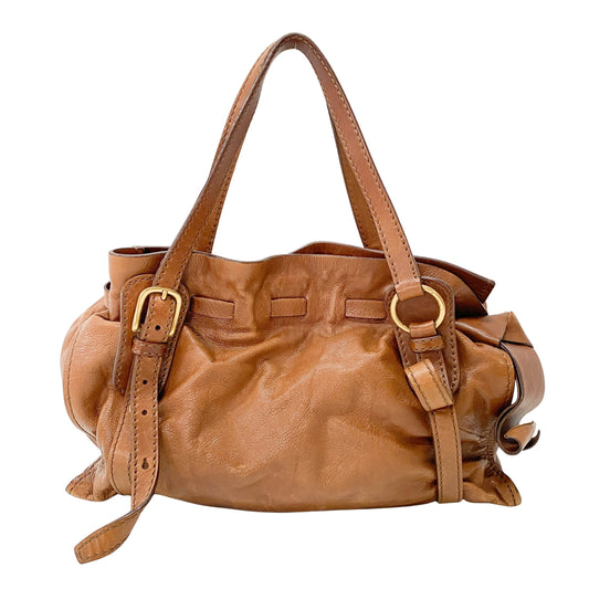 Brown Caramel Leather Shoulder Bag