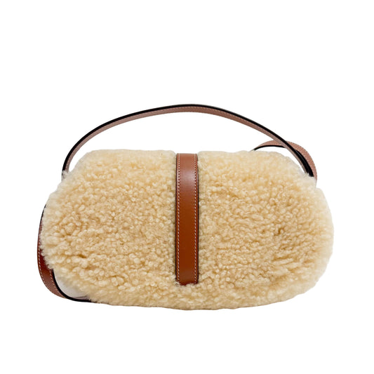 Tabou Beige Clutch On Strap In Shearling And Calfskin