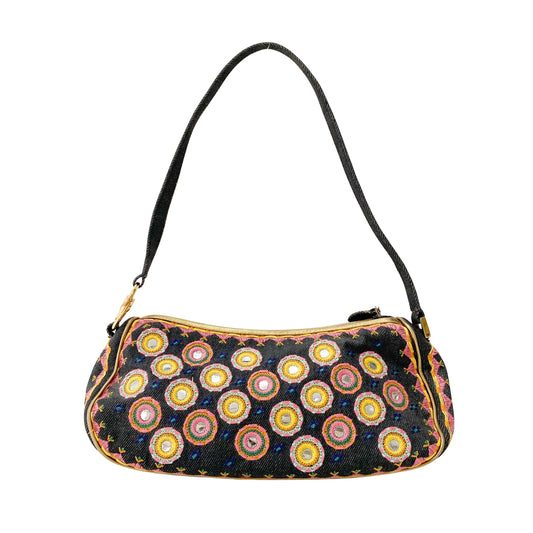 Denim Embroidered Cadillac Shoulder Bag