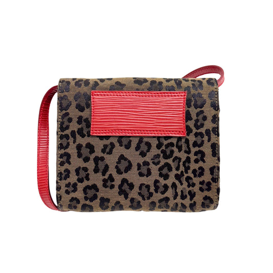 Brown Jaguar Print Canvas Mini Shoulder Bag