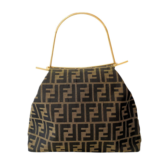 Zucca Brown Coated Canvas Shoulder Bag