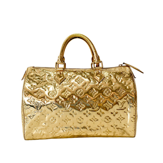 Monogram Mirror Speedy 35 Gold Coated Canvas