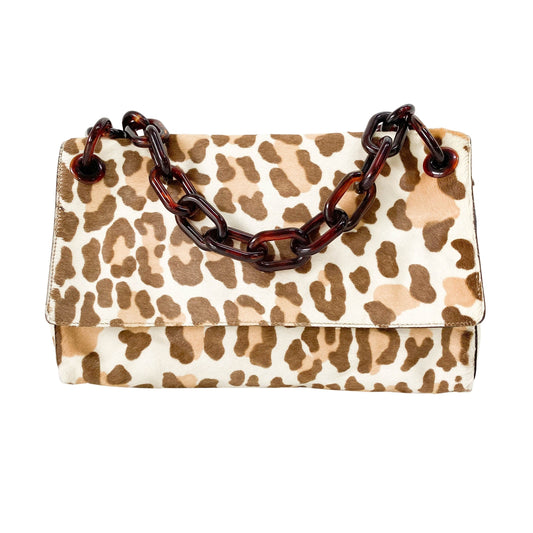 Leopard Print Pony Hair Chain Shoulder Bag