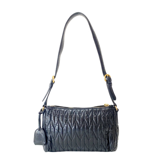 Black Vitello Matelasse Pochette