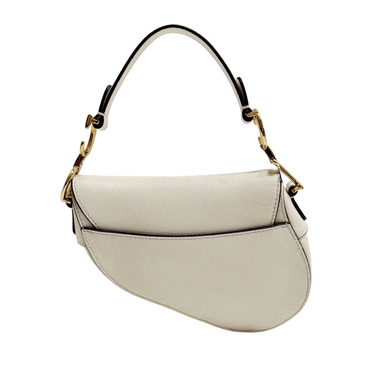 Saddle White Leather Shoulder Bag