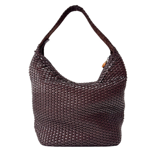 Bamboo Brown Leather Tote Bag