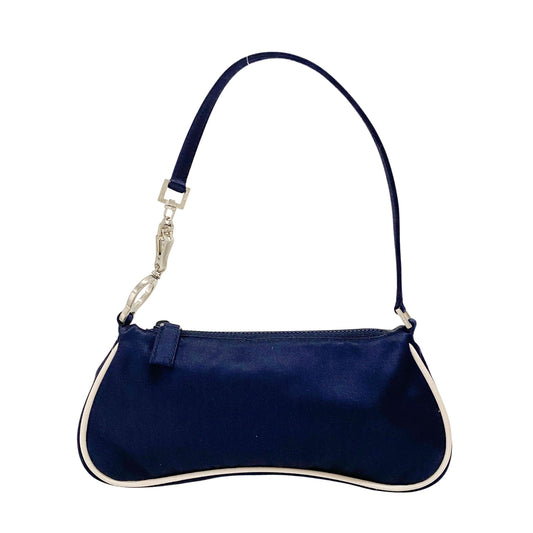 Mini Navy Satin Shoulder Accessory Bag