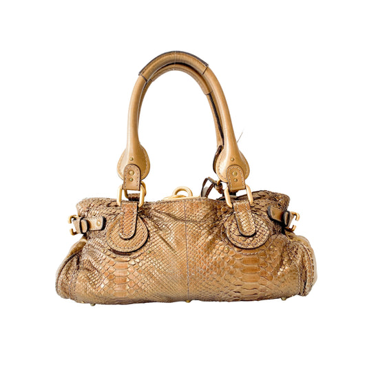 Limited Edition 2008 Paddington Gold Python Leather Shoulder Bag