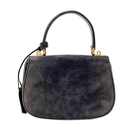Lady Lock Navy Suede Shoulder Bag