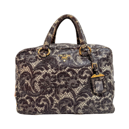 Saffiano Bauletto Grey Lace Leather Unspecified Hand Bag