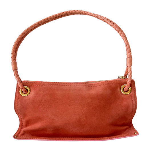 Pink Suede Loewe Logo Shoulder Bag