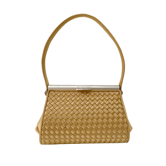 Gold Satin Intrecciato Top Handle Bag