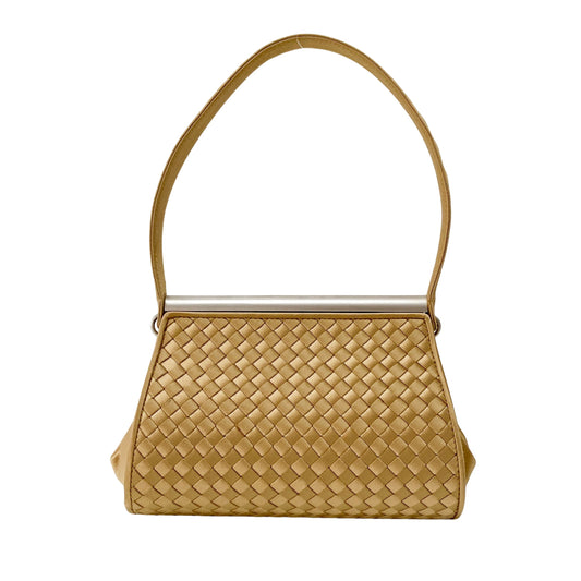 Gold Satin Intrecciato Top Handle Bag