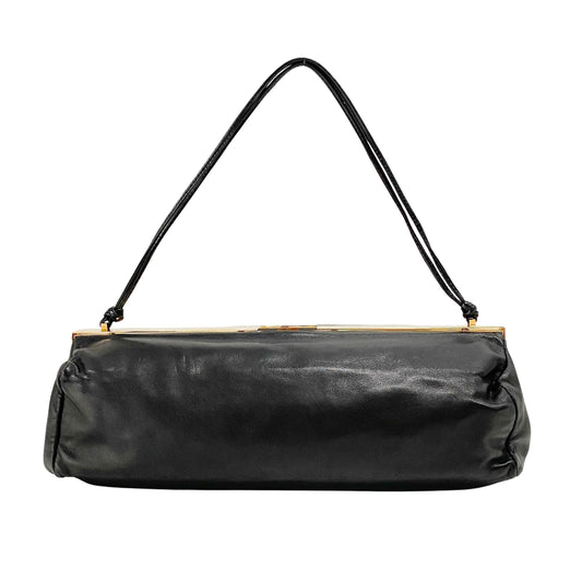 Black Nappa Leather Clutch Shoulder Bag