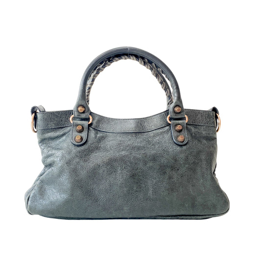 The First Grey Leather Bag