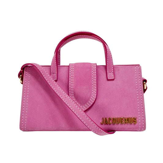 Le Sac Pyramide Pink Suede Two Way Bag