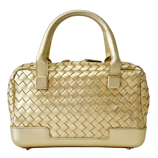 Small Golden Intrecciato Leather Handle bag