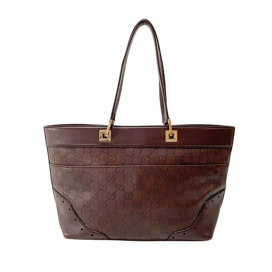 Guccisima Brown Leather Horsebit Shoulder Bag