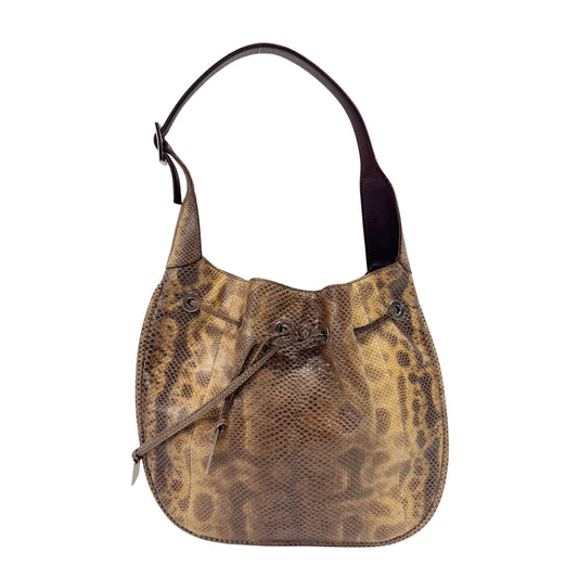 Yellow Python Embossed Leather Shoulder Bag