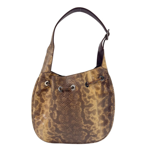 Yellow Python Embossed Leather Shoulder Bag