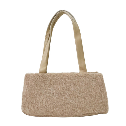Beige Wool & Calf Clochet Shoulder Bag