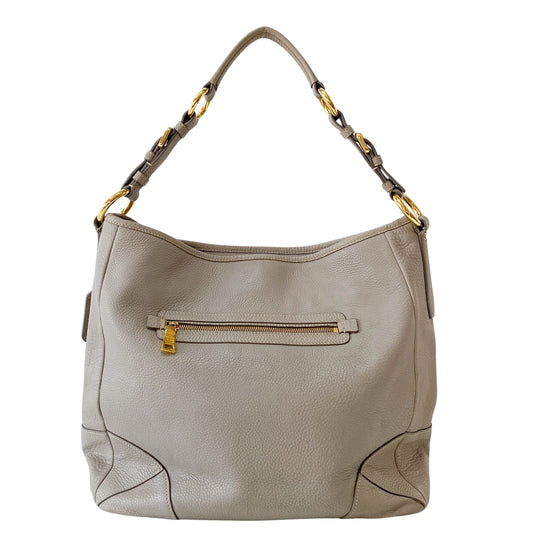 Grey Leather Shoulder Bag