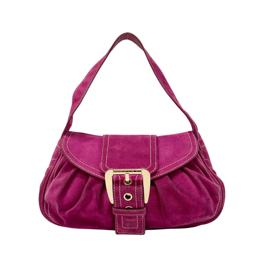 Pink Suede Shoulder Bag