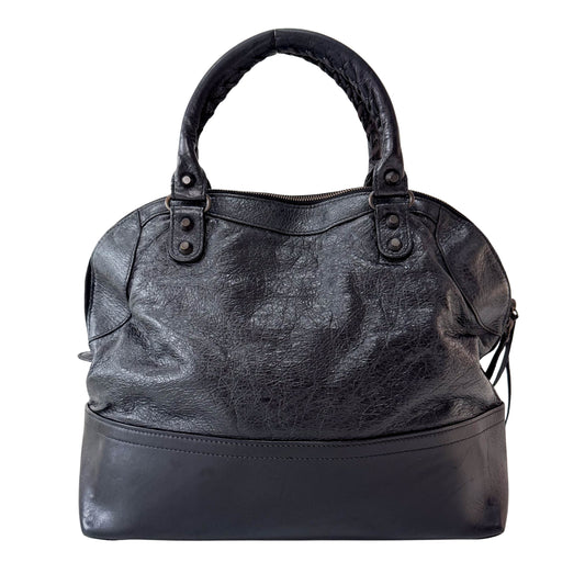 Black Leather Bowling Bag