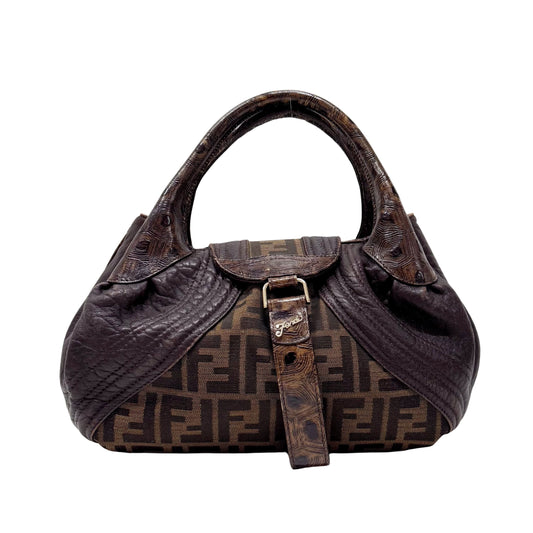 Zucca Brown Canvas & Leather Shoulder Bag