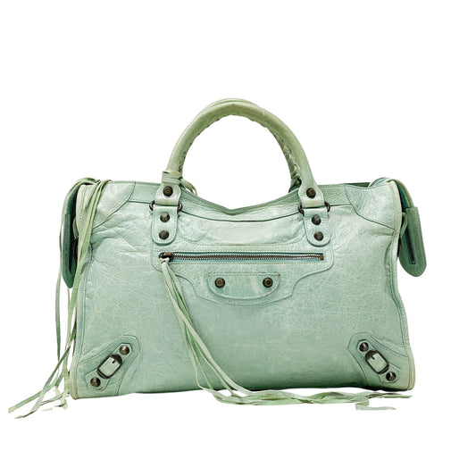 The City Green Lambskin Two Way Bag
