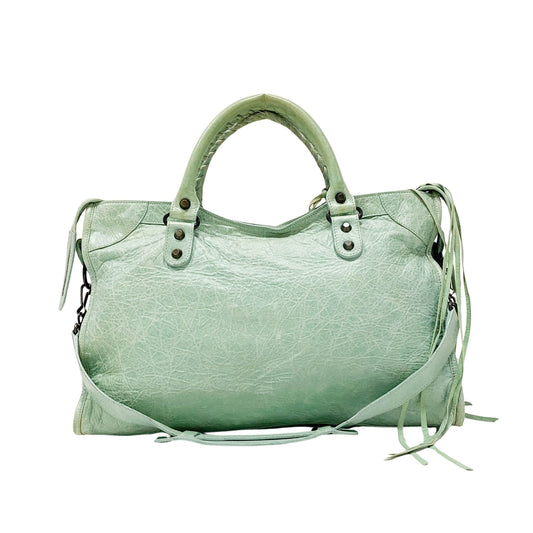 The City Green Lambskin Two Way Bag