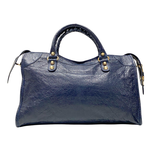 The Giant City 12 Navy Grain Calfskin Two Way Bag