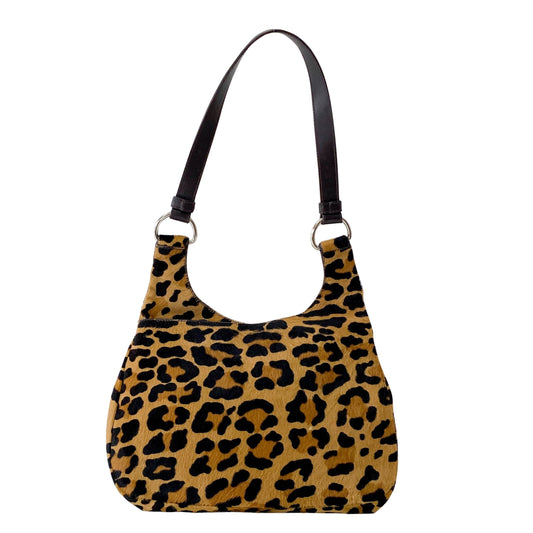 Leopard Print Pony Hair Shoulder Bag