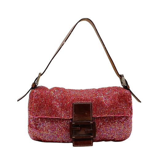Baguette Red Beaded Shoulder Bag