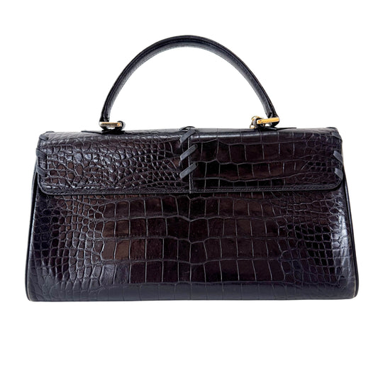 YSL Black Embossed Leather Hand Bag