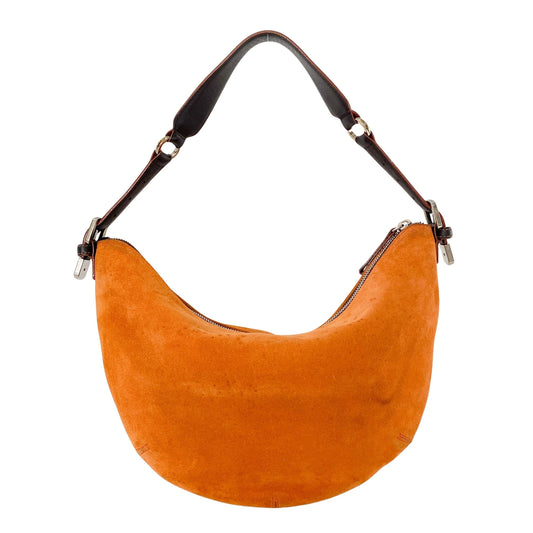 Anagram Orange Studded Suede Leather Handbag