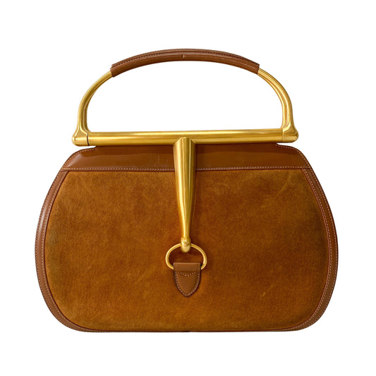 Horsebit Brown Suede Handbag