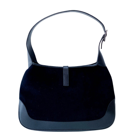 Jackie Wool Black Shoulder Bag