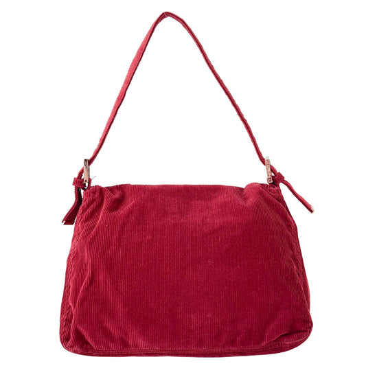 Mamma Baguette Red Corduroy Shoulder Bag