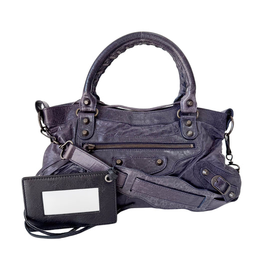 The First Purple Lambskin Leather Two Way Bag