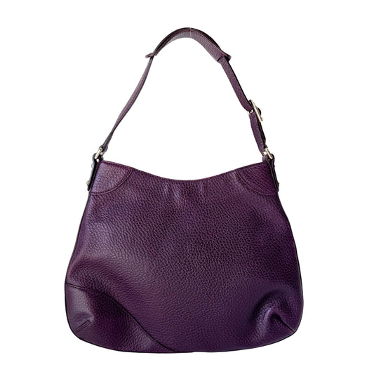Horsebit Purple Leather Shoulder Bag
