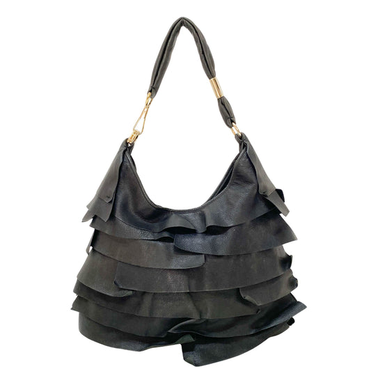 Saint Tropez Black Leather Shoulder Bag