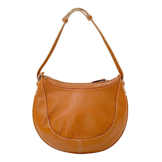 Brown Grain Calfskin Shoulder Bag